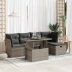Set de muebles de jardín 6 pzas y cojines ratán sintético gris