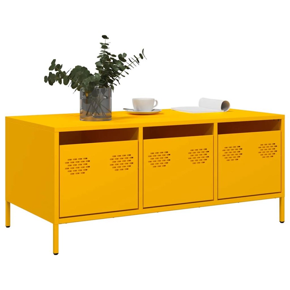 Mesa de centro acero laminado en frío amarillo 101,5x50x43,5