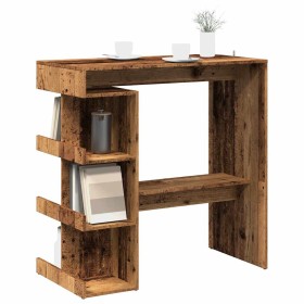 Mesa de bar con estante madera envejecida 100x48x101,5