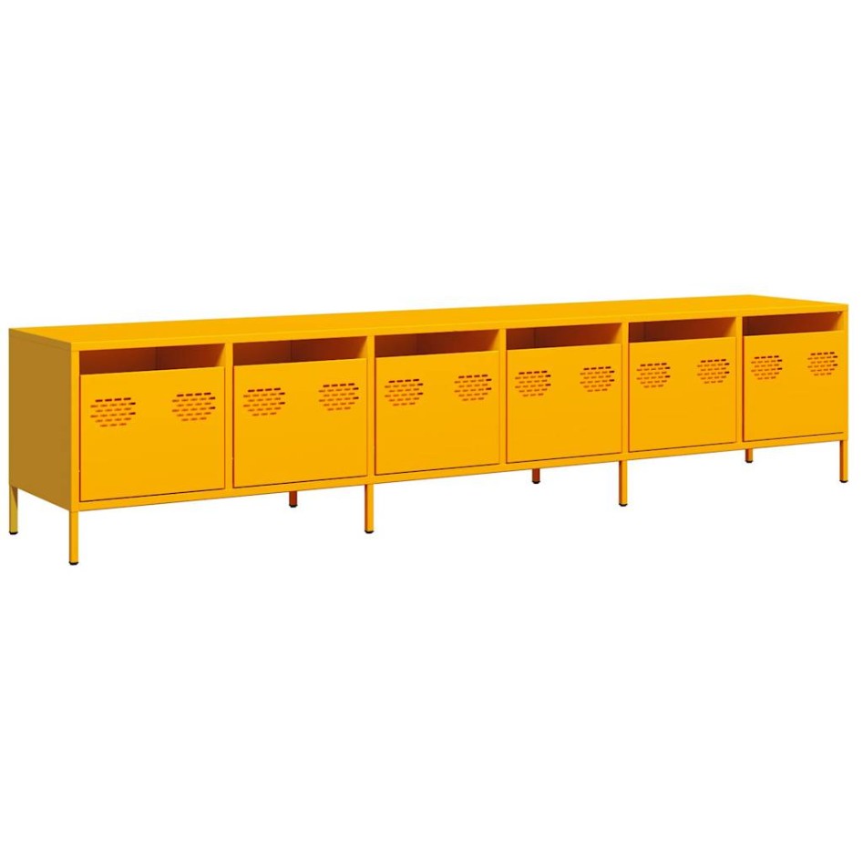 Mueble TV acero laminado en frío amarillo mostaza