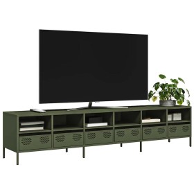 Mueble TV acero laminado en frío verde oliva 202x39x43,5
