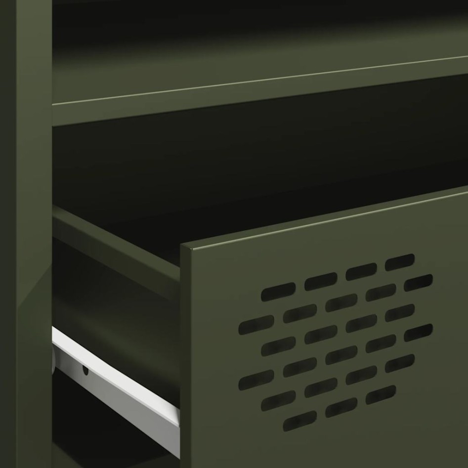 Mueble TV acero laminado en frío verde oliva 202x39x43,5