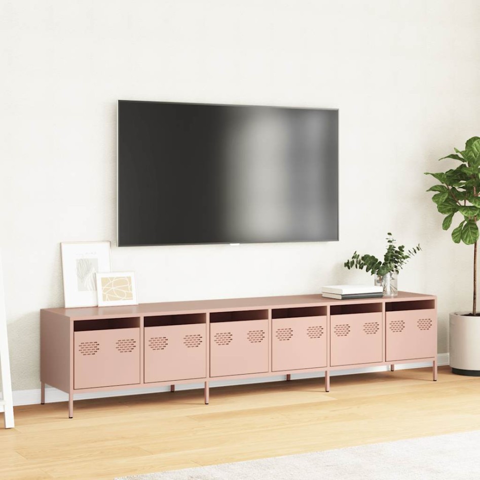 Mueble para TV acero laminado en frío rosa 202x39x43,5