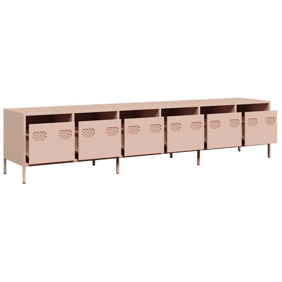 Mueble para TV acero laminado en frío rosa 202x39x43,5