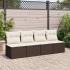 Set sofás jardín y cojines 2 pzas ratán sintético acacia