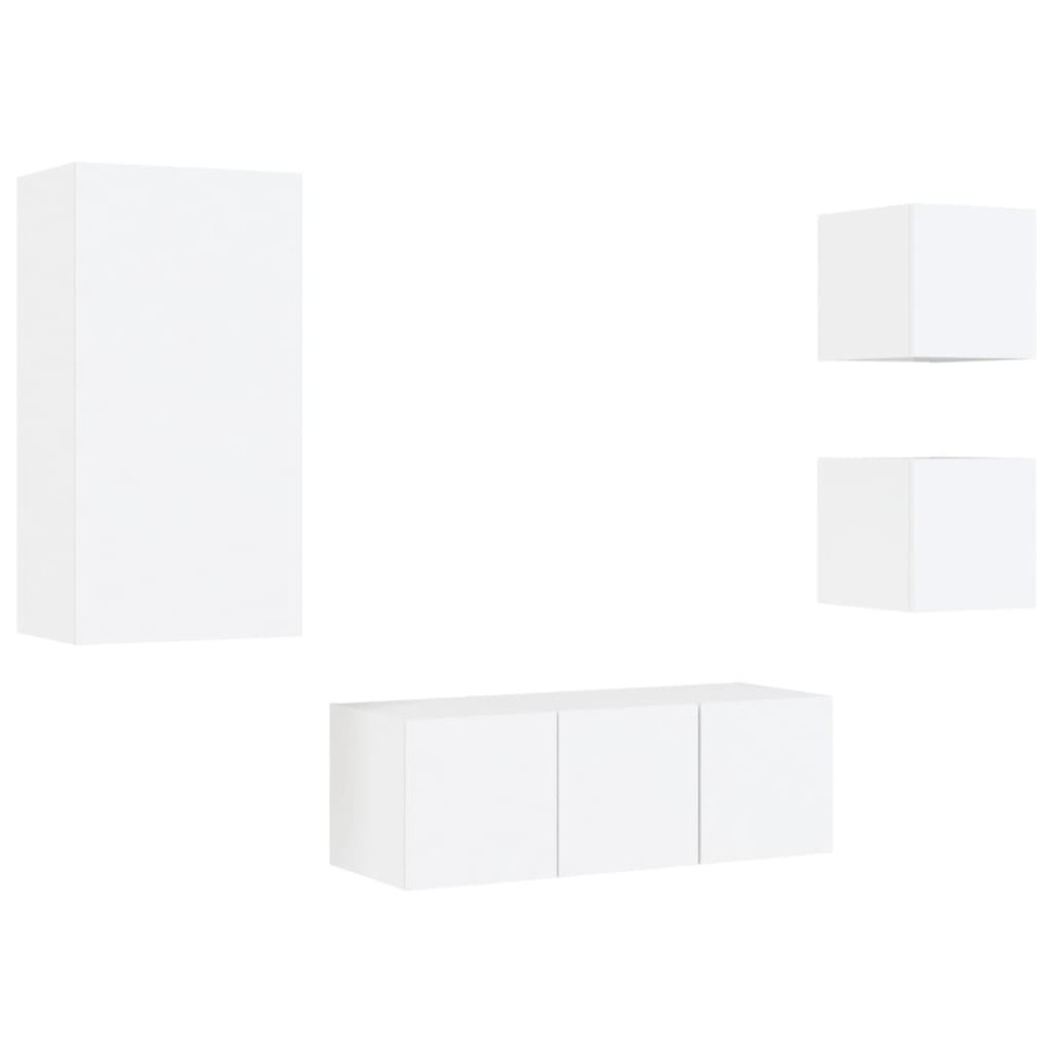 Muebles de TV de pared con LED 5 pzas madera ingeniería