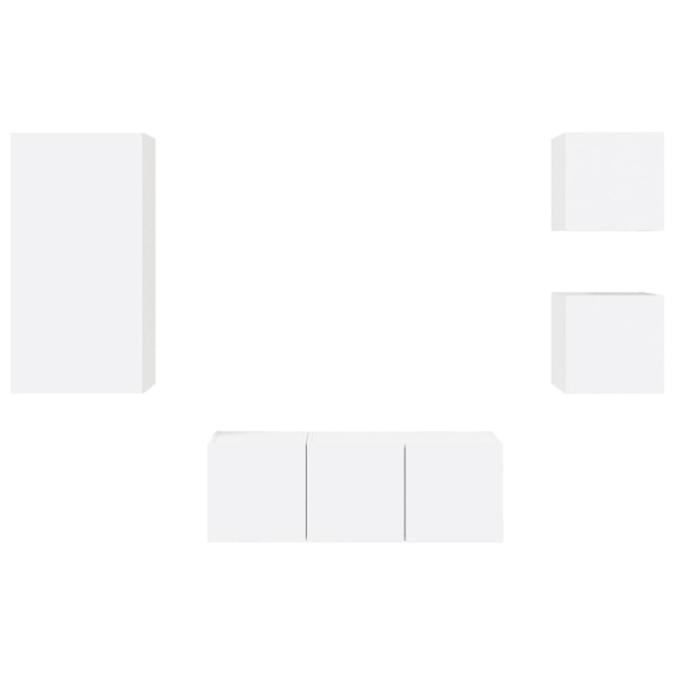 Muebles de TV de pared con LED 5 pzas madera ingeniería