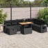 Set sofás jardín y cojines 9 pzas ratán sintético acacia