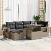 Set de sofás de jardín 7 pzas con cojines ratán sintético gris