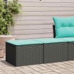 Set sofás jardín y cojines 2 pzas ratán sintético acacia negro