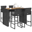 Set bar jardín sin cojines 5 pzas ratán sintético acacia negro