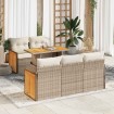 Set sofás jardín y cojines 6 pzas ratán sintético acacia beige
