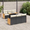 Set sofás jardín y cojines 7 pzas ratán sintético acacia negro