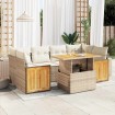 Set sofás jardín y cojines 7 pzas ratán sintético acacia beige