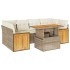 Set sofás jardín y cojines 7 pzas ratán sintético acacia