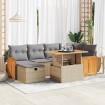 Set de sofás de jardín y cojines 8 piezas ratán sintético beige
