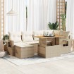 Set sofás de jardín 7 piezas y cojines ratán sintético beige