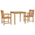 Juego de comedor de jardín 3 piezas madera maciza de