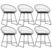 Sillas de comedor asientos de cuero sintético 6 uds acero negro