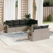 Set de sofás de jardín 7 pzas con cojines ratán PE gris claro