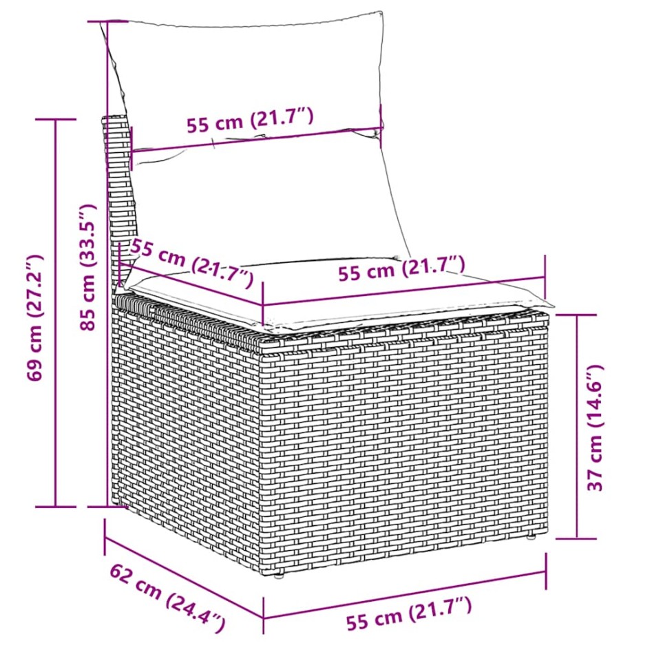 Juego de sofás jardín con cojines 5 pzas ratán sintético