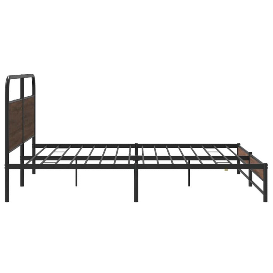 Estructura de cama sin colchón metal roble marrón 180x200