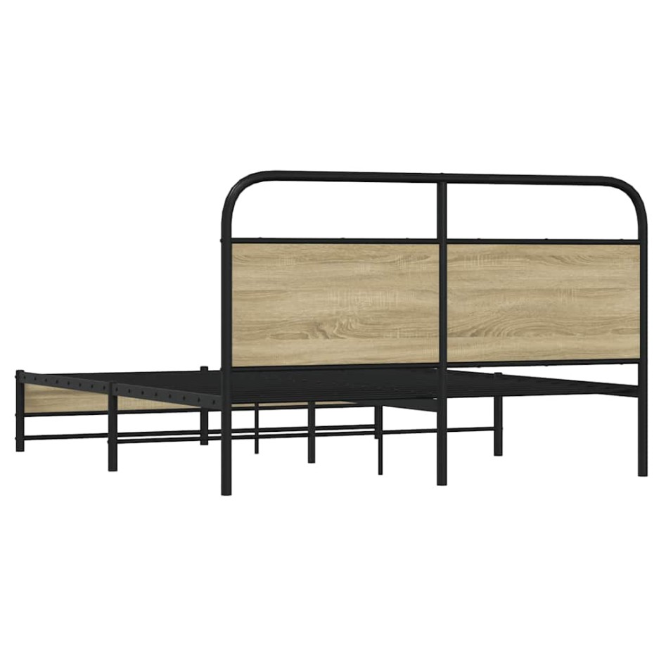 Estructura de cama sin colchón metal roble Sonoma 160x200
