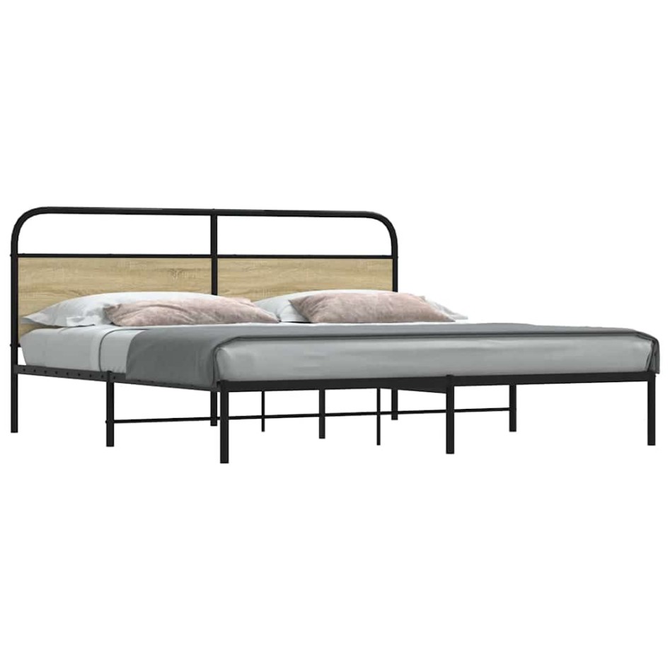 Estructura de cama sin colchón metal roble Sonoma 180x200