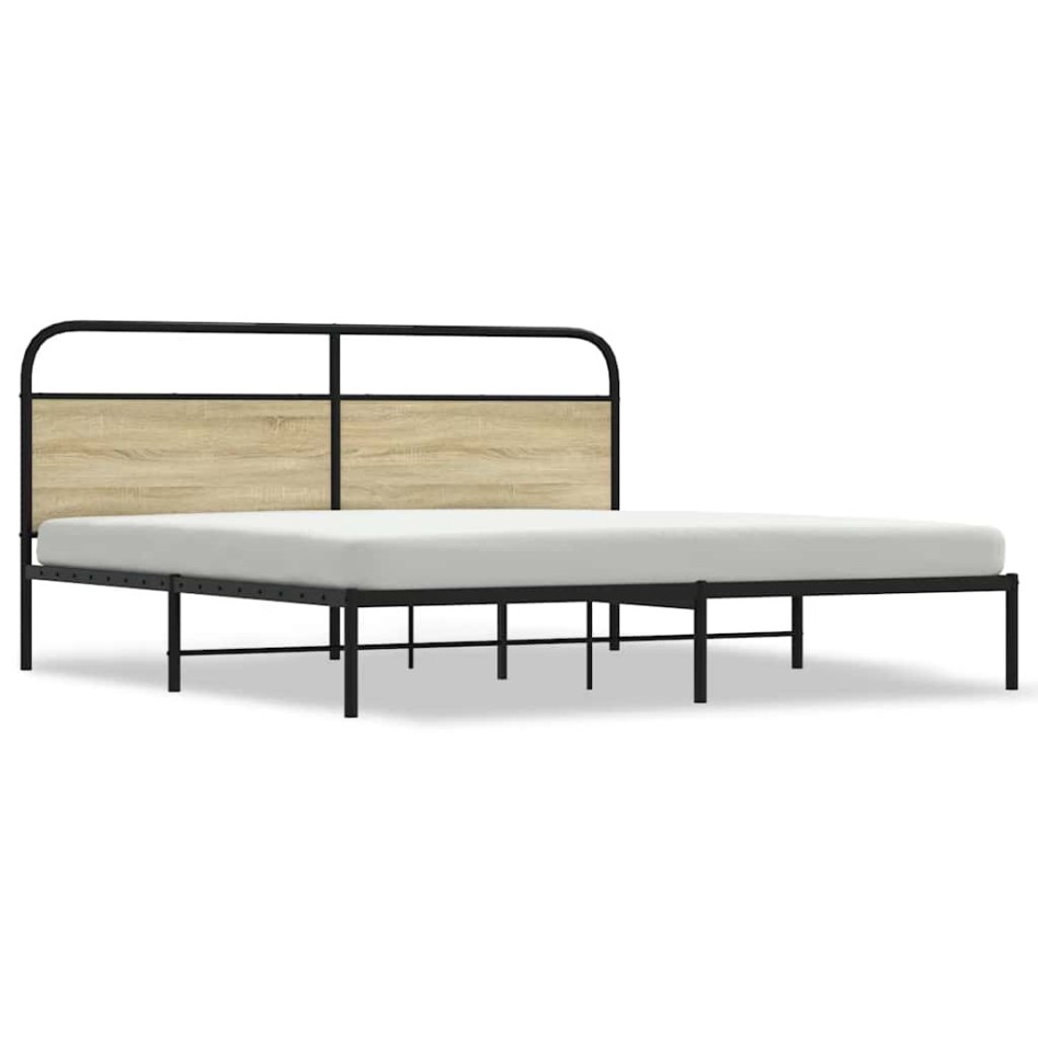 Estructura de cama sin colchón metal roble Sonoma 180x200
