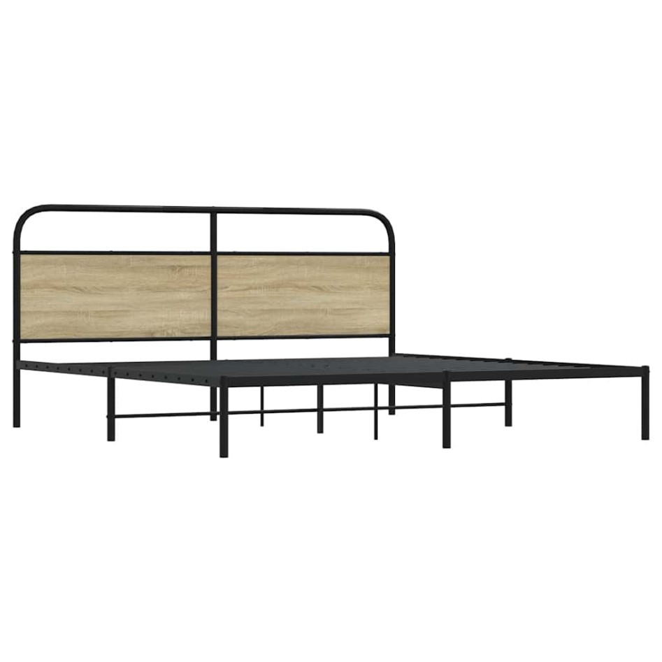 Estructura de cama sin colchón metal roble Sonoma 180x200