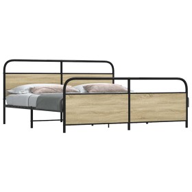 Estructura de cama sin colchón metal roble Sonoma 200x200