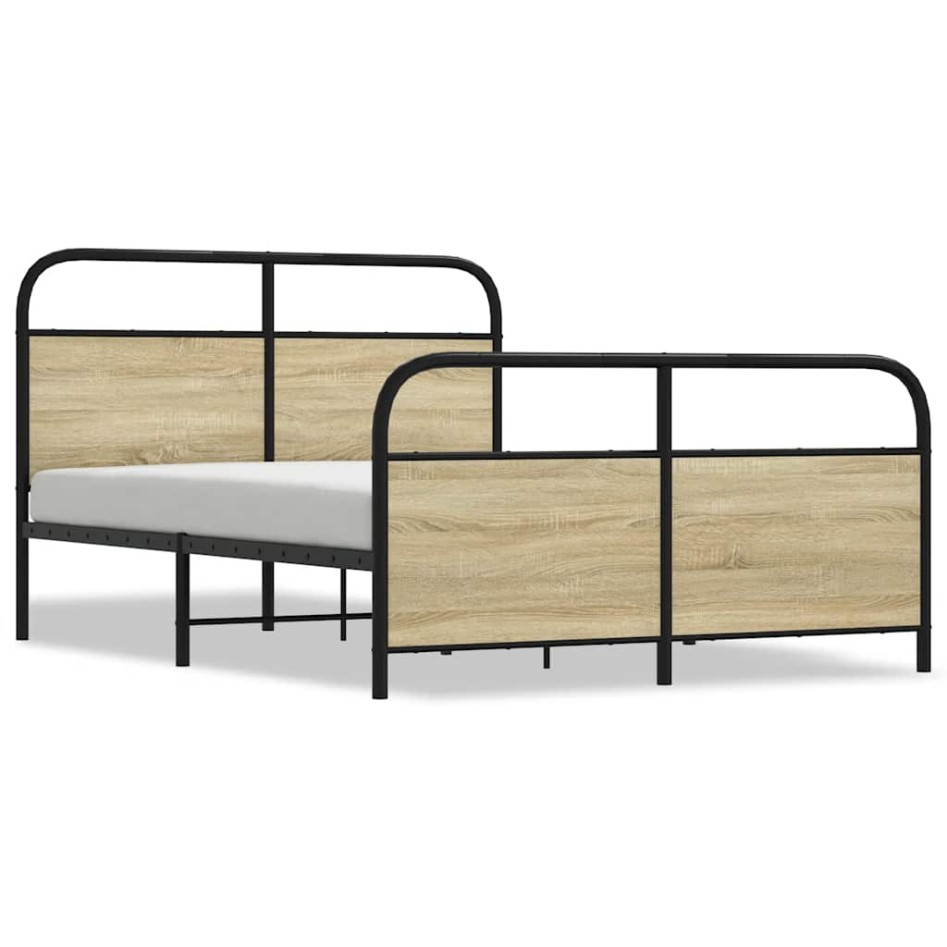 Estructura de cama sin colchón metal roble Sonoma 140x190