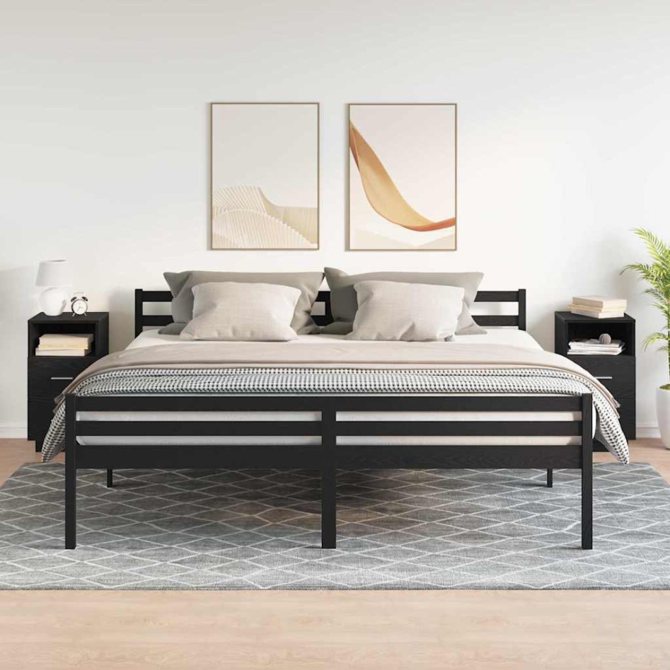 Mesillas de noche 2 uds con 2 cajones negro 36x36x68