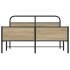 Estructura de cama sin colchón metal roble ahumado 180x200