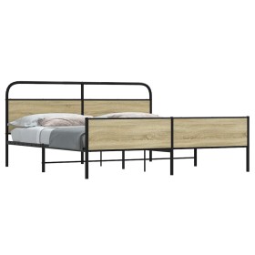 Estructura de cama sin colchón metal roble Sonoma 180x200