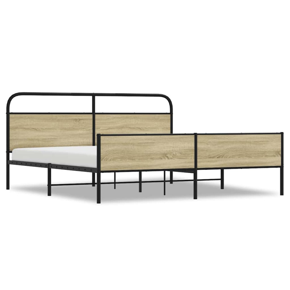 Estructura de cama sin colchón metal roble Sonoma 180x200