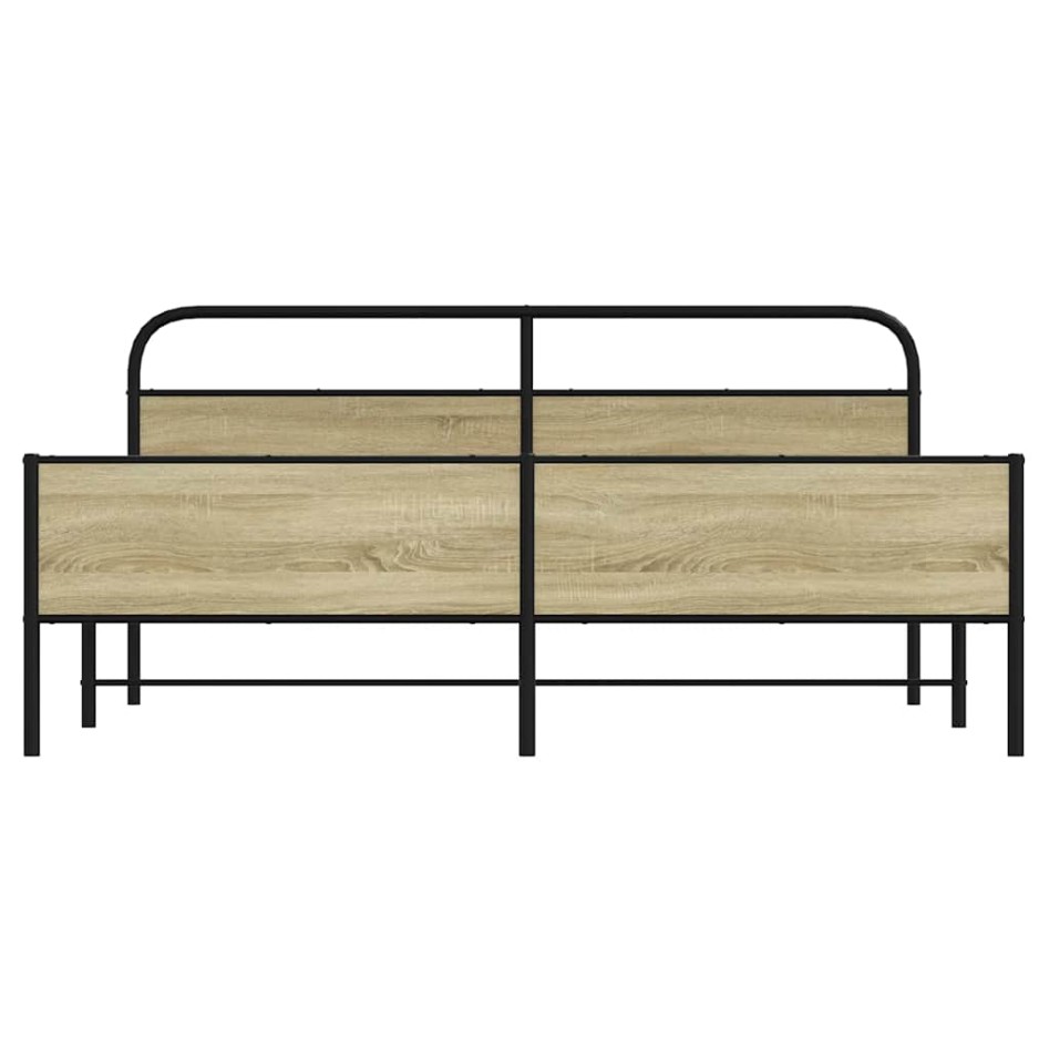 Estructura de cama sin colchón metal roble Sonoma 180x200