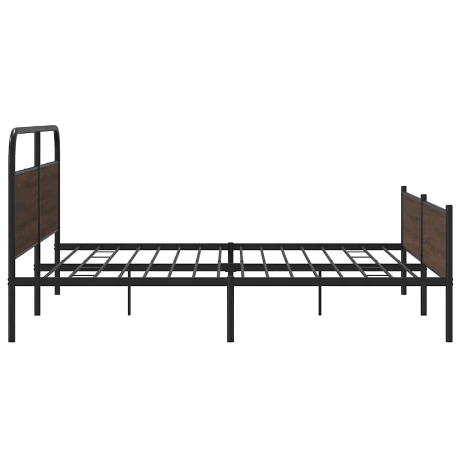 Estructura de cama sin colchón metal roble marrón 180x200