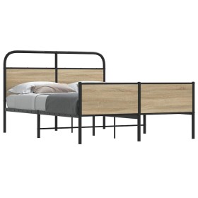 Estructura de cama sin colchón 140x200 cm madera roble