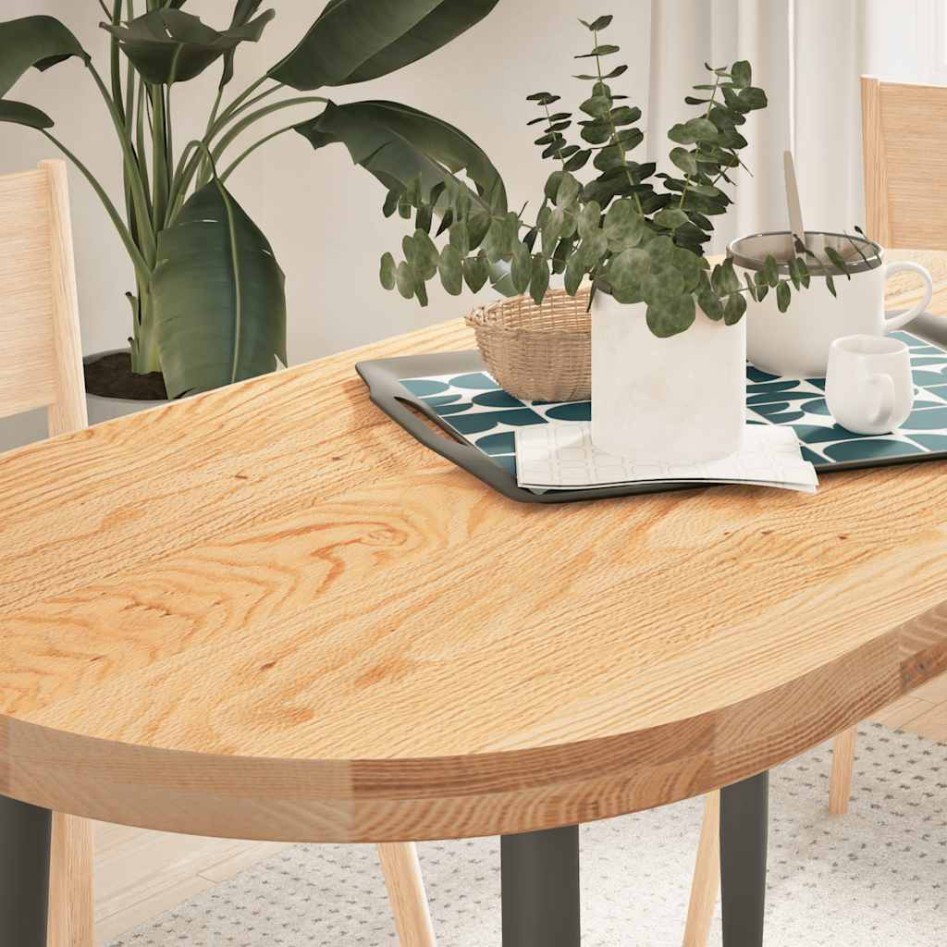 Tablero de mesa ovalado madera maciza de roble 120x60x4