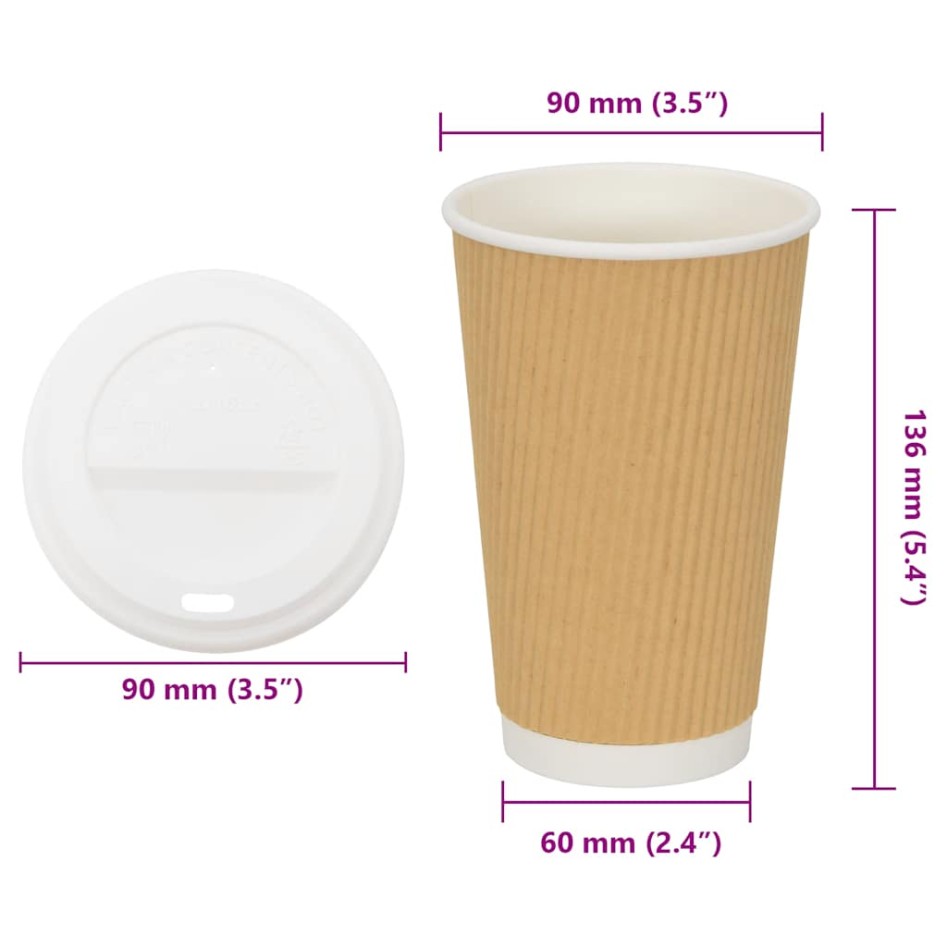 Vasos de café de papel con tapa 1000 uds 16oz