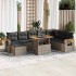 Set sofás jardín y cojines 9 pzas ratán sintético acacia