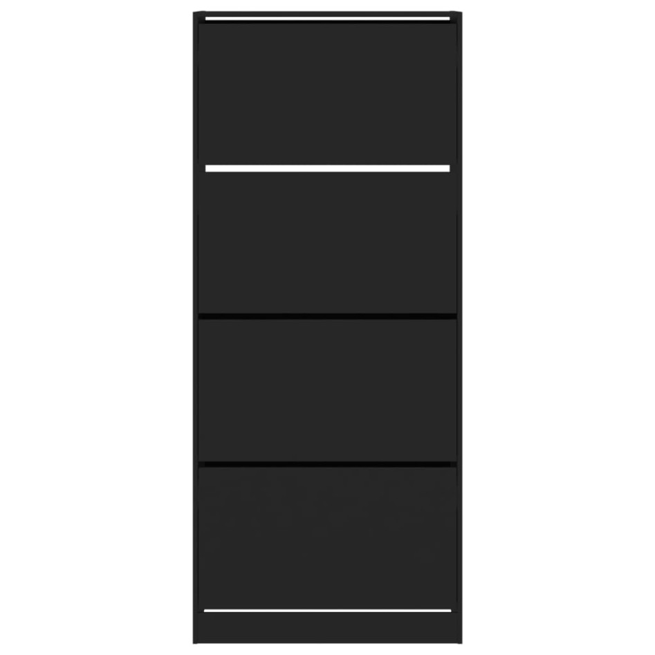 Mueble zapatero con 4 cajones abatibles negro 80x34x187,5