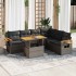 Set sofás jardín y cojines 7 pzas ratán sintético acacia
