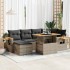 Set sofás jardín y cojines 7 pzas ratán sintético acacia