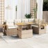 Set sofás jardín y cojines 6 pzas ratán sintético acacia