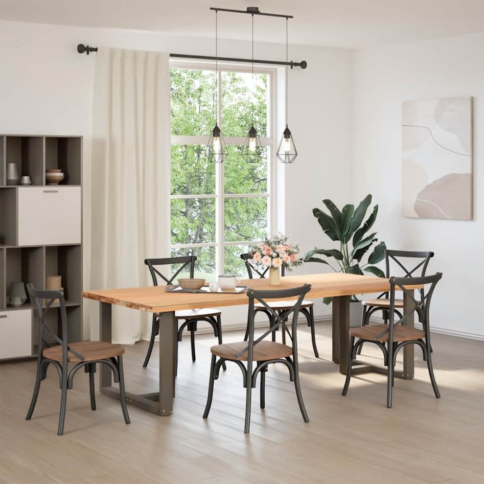 Patas mesa comedor forma T 2uds acero natural