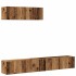 Conjunto de mueble de TV 3 piezas montado la pared madera