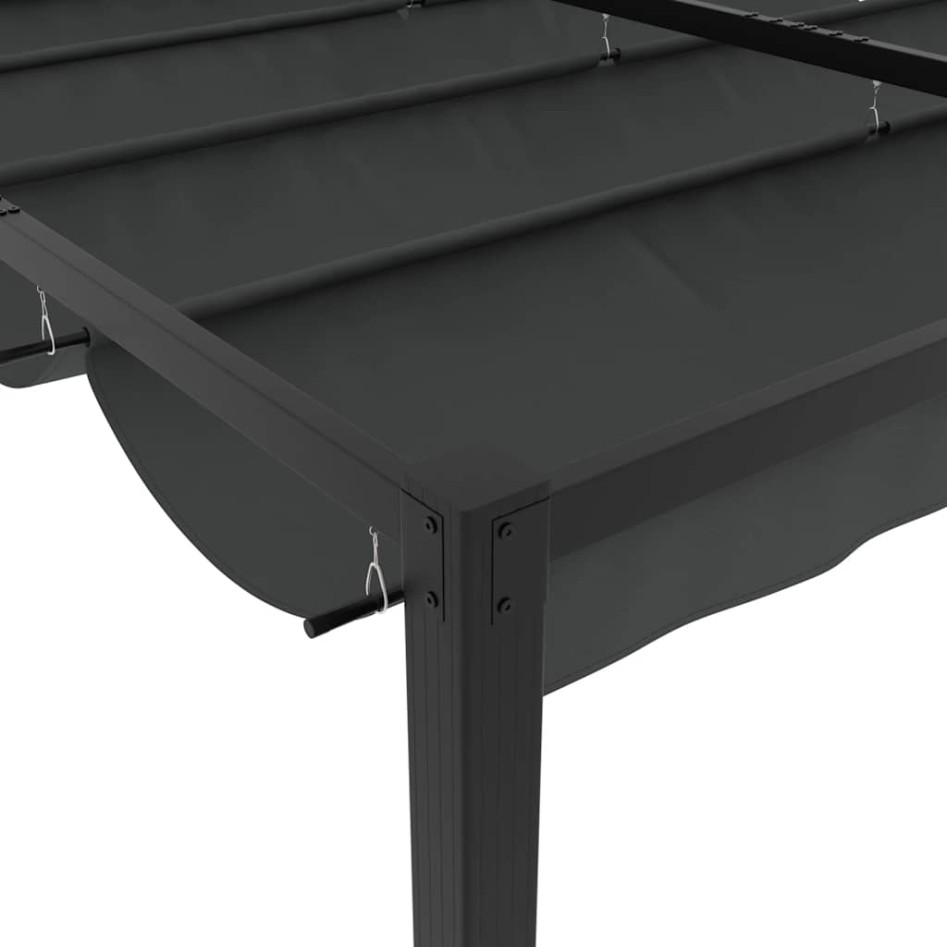 Cenador de jardín con techo retráctil acero antracita 3x3