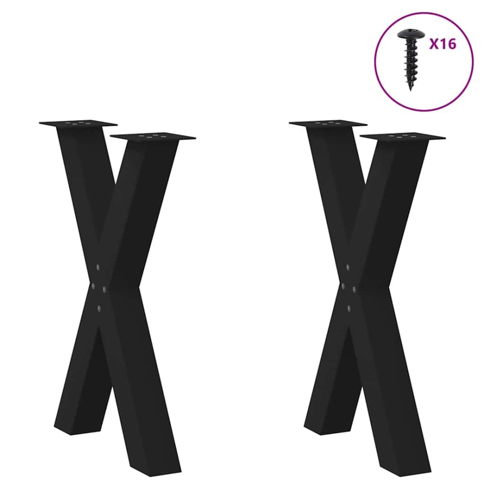 Patas para mesa de comedor en forma de X 2 uds acero